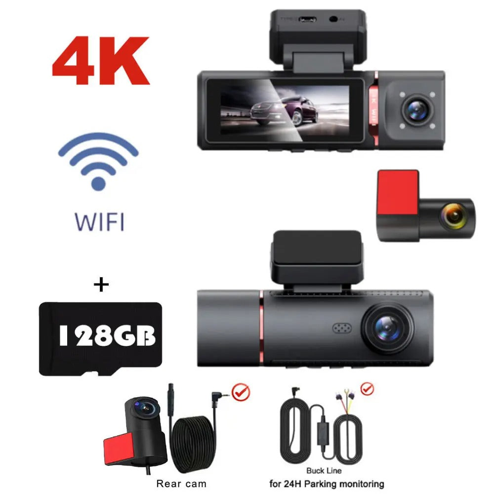 3 CHANNEL DVR UHD 4K 3 WAY DASHCAM
