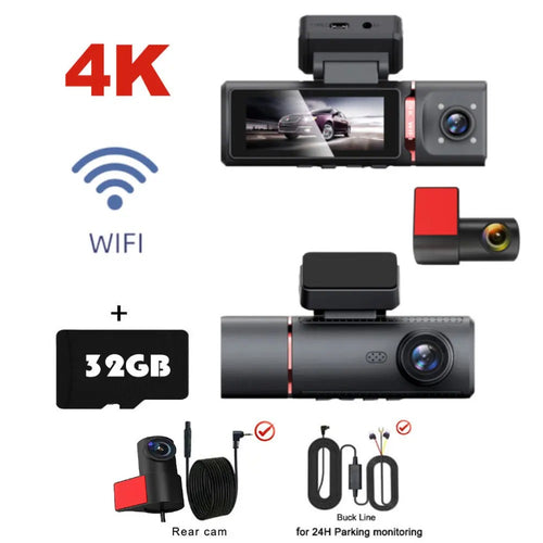 3 CHANNEL DVR UHD 4K 3 WAY DASHCAM
