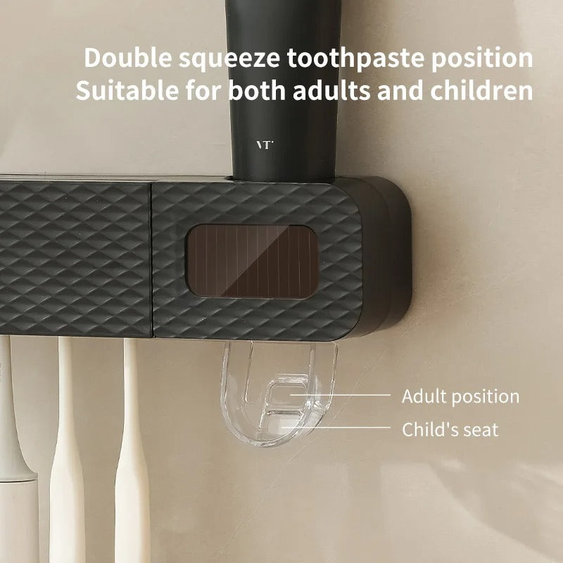 WALL MOUNTED SMART TOOTHBRUSH HOLDER & AUTOMATIC TOOTHPASTE DISPENSER