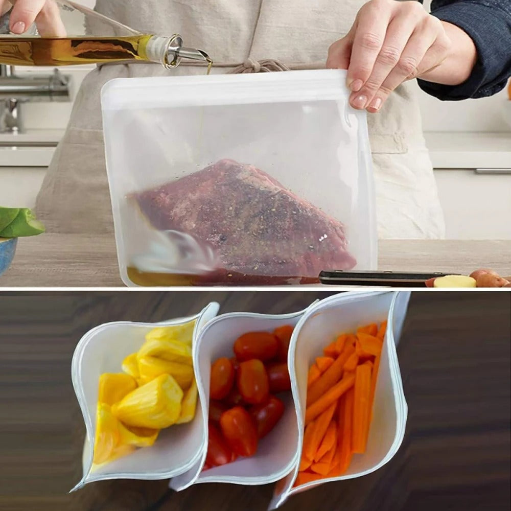 REUSEABLE SILICONE FOOD STORAGE BAGS