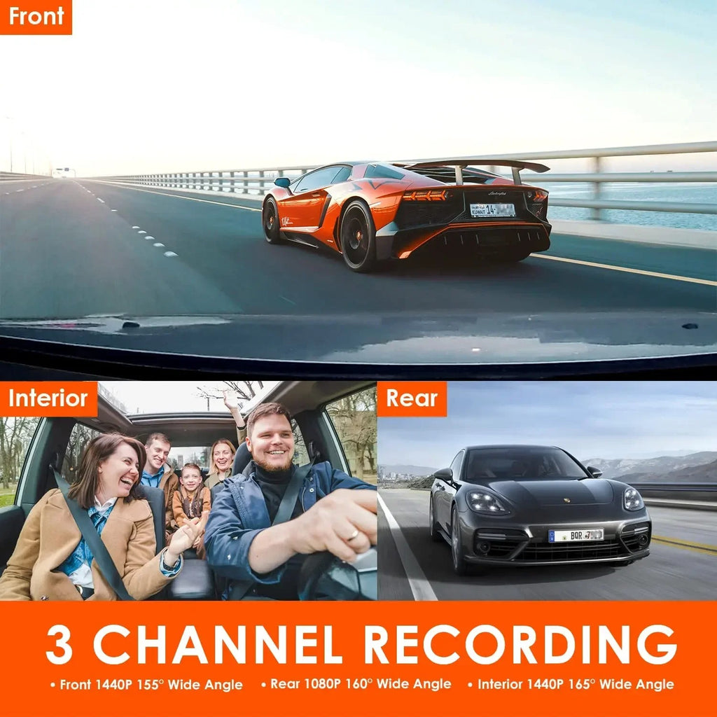 3 CHANNEL DVR UHD 4K 3 WAY DASHCAM
