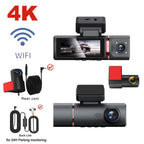 3 CHANNEL DVR UHD 4K 3 WAY DASHCAM