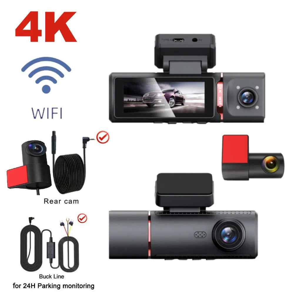 3 CHANNEL DVR UHD 4K 3 WAY DASHCAM