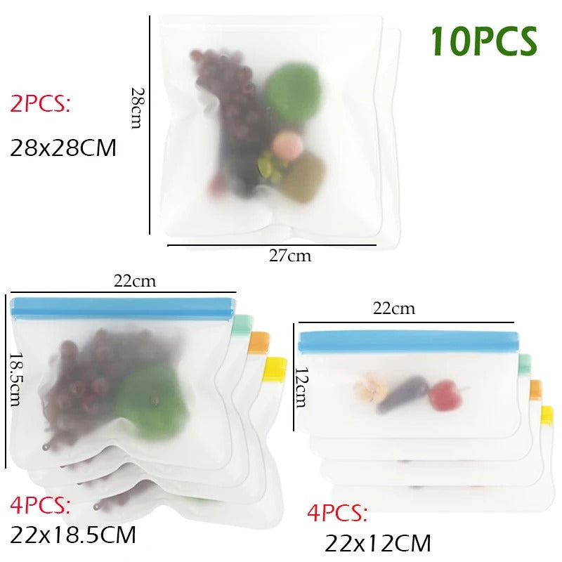 REUSEABLE SILICONE FOOD STORAGE BAGS